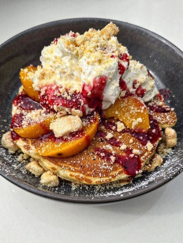 Churro Pancakes with Yoghurt & Fruit Compote