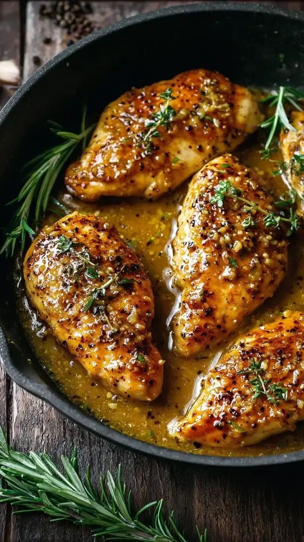 FIRECRACKER HONEY MUSTARD CHICKEN, ROAST NEW POTATOES & TUSCAN SAUCE, ROASTED GREENS