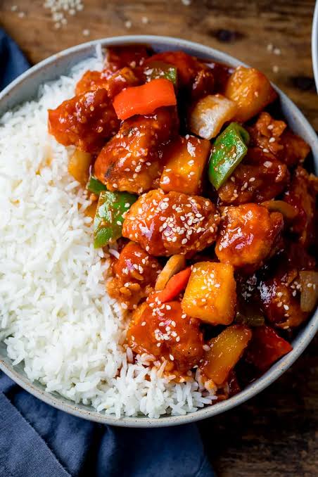 SWEET N SOUR CHICKEN TEMPURA & FRIED RICE