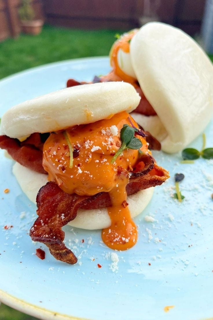 Turkey bacon & scrambled egg bao bun