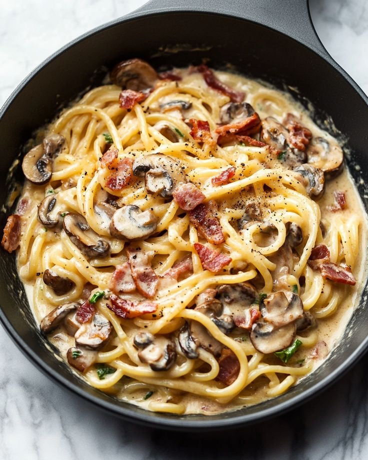 Turkey bacon & truffle mushroom chicken carbonara