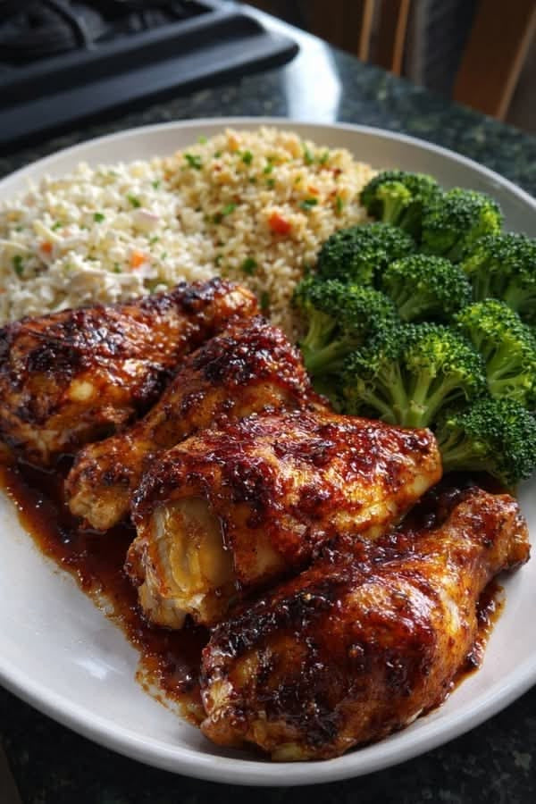 Peppered Chicken, Jollof Rice & Broccoli
