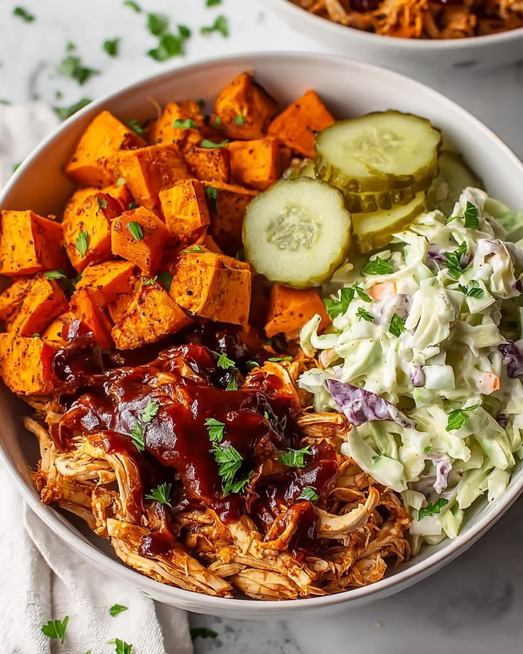 SMOKED CHERRY WOOD PULLED CHICKEN & SWEET POTATO