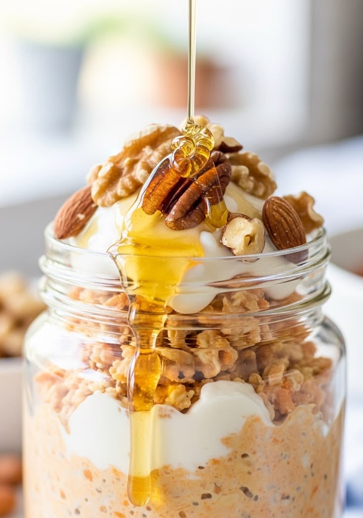 HONEYCOMB CRUNCH OVERNIGHT OATS & CARAMEL REDUCTION