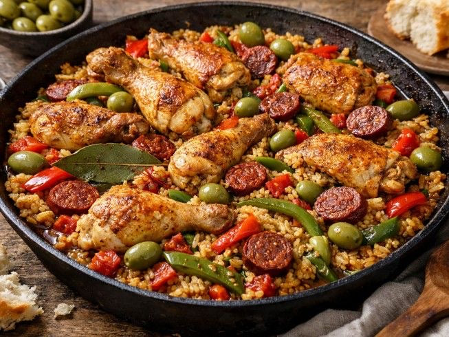 MEDITERRANEAN CHICKEN CHORIZO SAUSAGE & PEPPER RICE