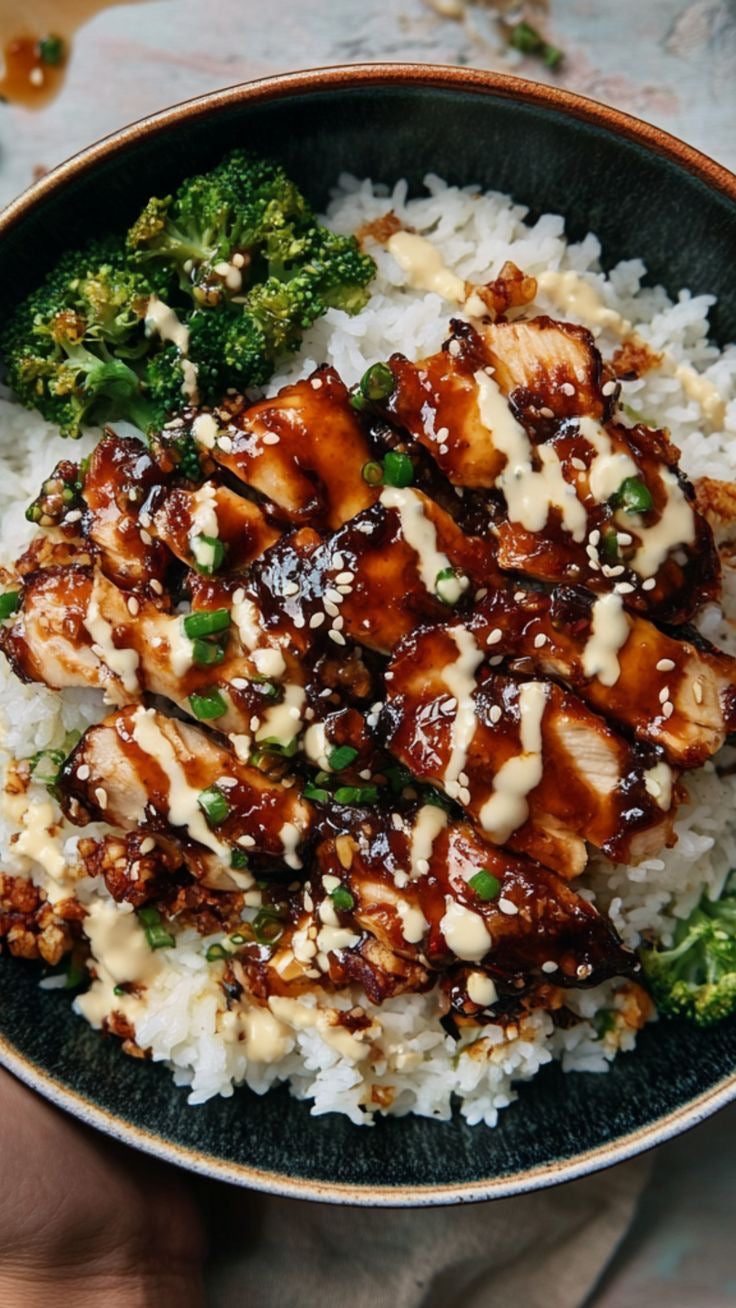 Blackened sticky miso chicken rice box